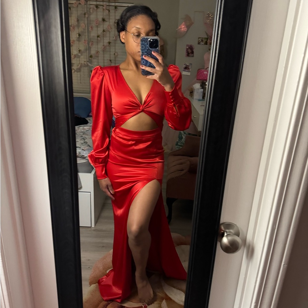 Elegant Red Satin Dress